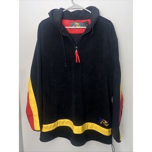 Y2K Rhinoceros Sport Hoodie Mens Size Medium Black Fleece Quarter Zip Streetwear